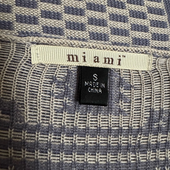 miami Open-Front Geometric Cardigan - Blue & Cream - Picture 2 of 2